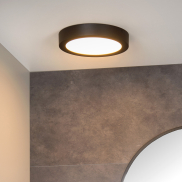 Lucide Brice-Led - plafonnier - Ø 24 x 3,9 cm - 15W LED dimmable inclus - IP44 - noir