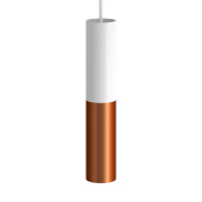 Creative Cables Double Tube - lampe suspendue 1L - Ø 12,5 x Ø 6 x 190 cm - cuivre brossé et blanc