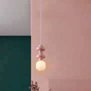 Nova Luce Clio - lampe suspendue - Ø 18 x 215 cm - rose, blanc et verre opale