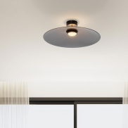 Nova Luce Polifemo - plafonnier - Ø 60 x 18,5 cm - 17W LED inclus - verre fumé et noir sablé