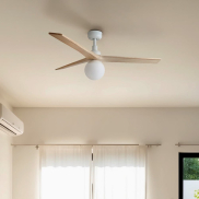 Faro Klim M - ventilateur de plafond avec lumière - Ø 125 cm - blanc mat et pin