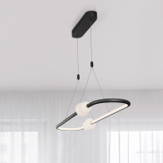 Nova Luce Celia - lampe suspendue avec télécommande - 100 x 28 x 120 cm - 44,2W LED dimmable inclus - noir et opale