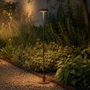 VK Lighting Jade - borne de jardin incl. pied et piquet de terre - Ø 7 x 53,4 cm - 1W LED inclus - IP65 - Brun rouille