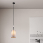 Nova Luce Damo - lampe suspendue - Ø 22 x 160 cm - noir mat, gris et brun