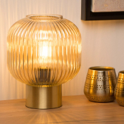 Lucide Maloto - lampe à poser -Ø 20 cm x 24,5 cm - ambre