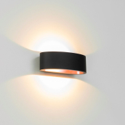 Artdelight Sharp - applique murale - 19 x 10 x 7 cm - 7,2W LED dimmable inclus - IP65 - noir et or