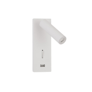 Nova Luce Fuse - applique murale avec interrupteur et chargeur USB - 6 x 12,3 x 18 cm - 3W LED inclus - blanc