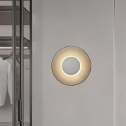 Nova Luce Esti - applique murale - Ø 32 x 7 cm - 17W LED inclus - nickel brossé et verre fumé