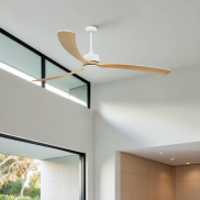 Faro Kauai XXL - ventilateur de plafond - Ø 233 cm - blanc mat et pin