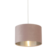 Searchlight Velvet Drum - abat-jour - Ø 28 x 18 cm - rose et argent