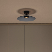 Nova Luce Polifemo - plafonnier - Ø 40 x 16 cm - 12W LED inclus - verre fumé et noir sablé