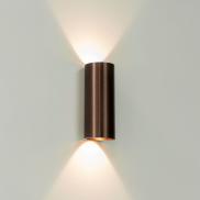 Artdelight Brody2 - applique murale - 7,2 x 7,2 x 18 cm - 2 x 4W LED dimmable inclus - IP54 - bronze brossé