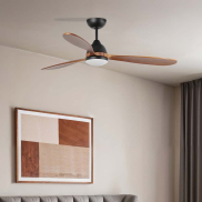 Faro Poros L - ventilateur de plafond avec lumière - Ø 132 cm - noir mat et noyer