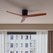Nova Luce Ninemia - ventilateur de plafond avec télécommande - Ø 132 cm - noir sablé et bois foncé