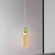 Nova Luce Pluma - lampe suspendue - Ø 15 x 179 cm - 9W LED inclus - or, vert clair brillant et verre jaune