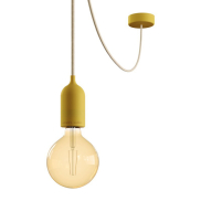 Creative Cables Eiva Pastel - suspension extérieure avec fixation plafond en silicone - Ø 12,5 x 514,5 cm - IP65 - jaune moutarde