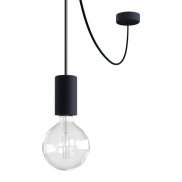 Creative Cables Eiva - suspension extérieure avec fixation plafond en silicone - Ø 12,5 x 514,5 cm - IP65 - noir charbon
