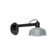 Faro Tatawin - applique - Ø 18,4 x 38 x 15 cm - noir satiné et bleu grisâtre brillant