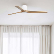 Faro Heywood Tub L - ventilateur de plafond - Ø 90 cm - blanc mat et pino