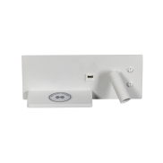 ETH Nighty Right - applique murale avec double interrupteur, USB et charge sans fil - 30 x 12 cm - LED 7W inclus - blanc
