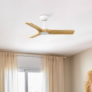 Faro Heywood S - ventilateur de plafond - Ø 90 cm - blanc mat et pin