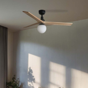Faro Klim M - ventilateur de plafond avec lumière - Ø 125 cm - noir mat et pin
