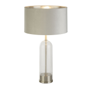 Searchlight Oxford - lampe à poser - Ø 38 x 51 cm - nickel satiné, argent et gris