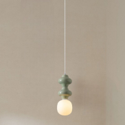 Nova Luce Clio - lampe suspendue - Ø 18 x 215 cm - vert, blanc et verre opale