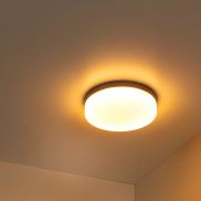 Lucide Biskit - plafonnier avec détecteur de mouvement - Ø 23 x 6,5 cm - 12W LED inclus - IP44 - noir