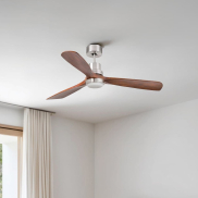 Faro Lantau L - ventilateur de plafond avec lumière - Ø 132 cm - nickel mat et noyer