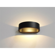 Artdelight Sharp - applique murale - 19 x 10 x 7 cm - 7,2W LED dimmable inclus - IP65 - noir et or mat