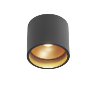 Artdelight Ormond - plafonnier - Ø 11 x 10 cm - 7W dimmable LED inclus - IP54 - noir/doré