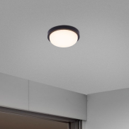Nova Luce Reo - plafonnier extérieur - Ø 23,5 x 7,5 cm - 19W LED inclus - IP65 - noir sablé