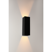 Artdelight Vegas - applique murale - 8 x 8 x 25 cm - 2 x 4W LED dimmable inclus - IP65 - noir