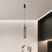 Nova Luce Bento - lampe suspendue - Ø 8 x 180 cm - 12W LED inclus - noir mat et gris fumé clair