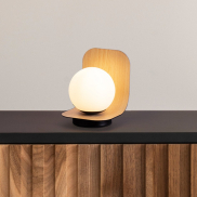 Nova Luce Kamen - lampe de table - 14 x 18 x 10 cm - bois naturel et noir sablé