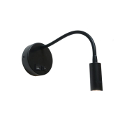 Artdelight Flex-USB - applique murale avec interrupteur et port USB - Ø 11 x 34 cm - 3W LED inclus - noir