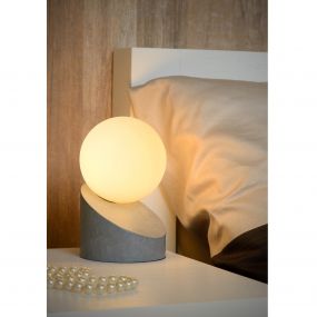 Lucide Len - lampe de table - 16 cm - gris et opale