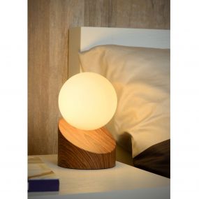Lucide Len - lampe de table - 16 cm - bois et opale
