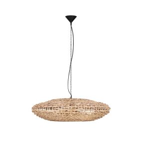 Nova Luce Bola - lampe suspendue - Ø 81,5 x 200 cm - naturel et noir