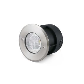 Faro Suria-3 - spot rond pour l'extérieur - Ø 120 mm, Ø 100 mm à encastrer - 3W LED inclus - IP67 - acier inoxydable satiné - 60 degrés