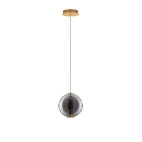 Nova Luce Navi - lampe suspendue - Ø 22 x 200 cm - 8W LED inclus - laiton doré et gris fumée