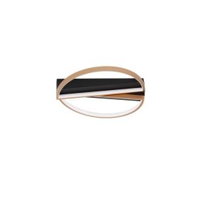 Nova Luce Elize - plafonnier - 43,2 x 43,6 x 8 cm - 28W LED dimmable inclus - noir et or