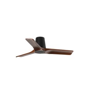 Faro Heywood Tub S - ventilateur de plafond - Ø 90 cm - noir mat et noyer foncé