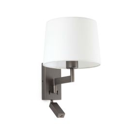 Faro Artis - applique murale avec interrupteur - 21,5 x 19 x 16 cm - 1W LED inclus - blanc et bronze