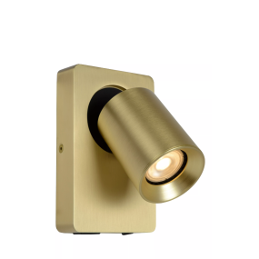 Lucide Nigel - applique murale avec interrupteur et port USB - 16 x 10 x 11,8 cm - 5W LED dimmable inclus - matt gold