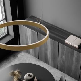 Nova Luce Elowen - lampe suspendue - Ø 60 x 150 cm - 60W dimmable LED inclus - gold