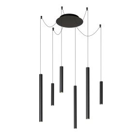 Lucide Lorenz - lampe suspendue - 120 x 120 x 130 cm - 6 x 4W LED dimmable inclus - noir
