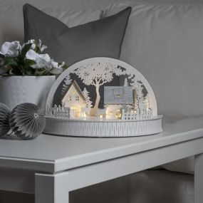 Konstsmide Christmas lights - maison de Noël en bois - 30 x 15 x 18 cm - blanc