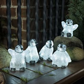 Konstsmide Lumières de Noël - bébés pingouins - 12 x 8 x 12,5 cm - IP44 - noir et blanc